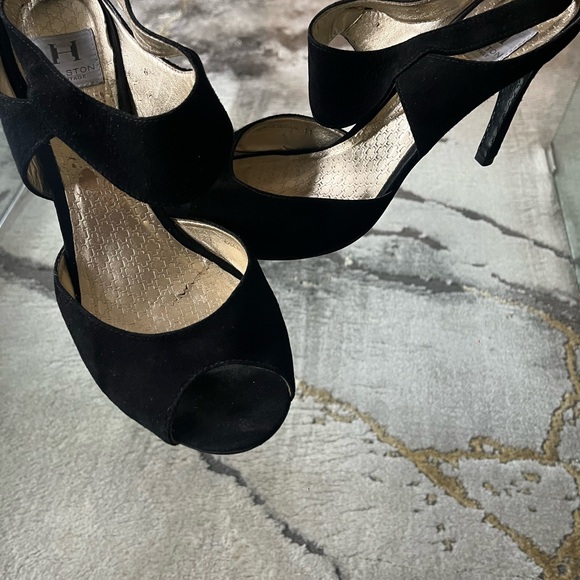 Rare Vintage Halston Heritage Black Suede Heels- size 11 - Picture 3 of 7
